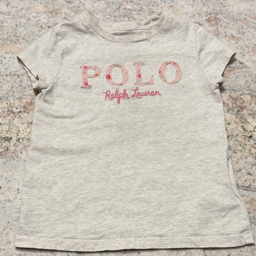10/$30 Polo by Ralph Lauren Kids Light Gray Tee with Pink Logo
